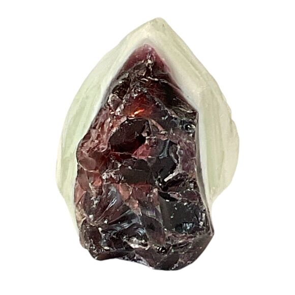 Pink White Layered Art Glass Cullet Glowing Manganese Slag Glass #5GL6 - Picture 3 of 7